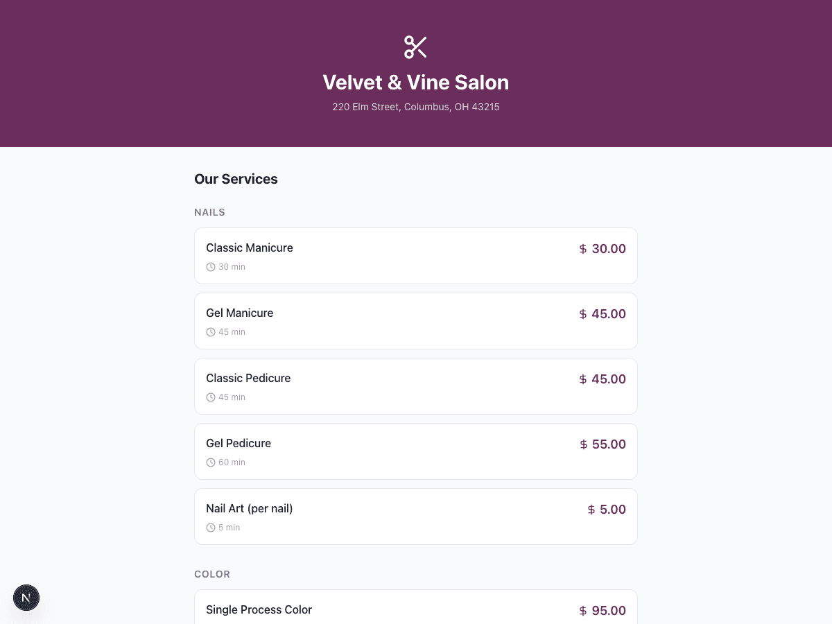 Online Booking screenshot