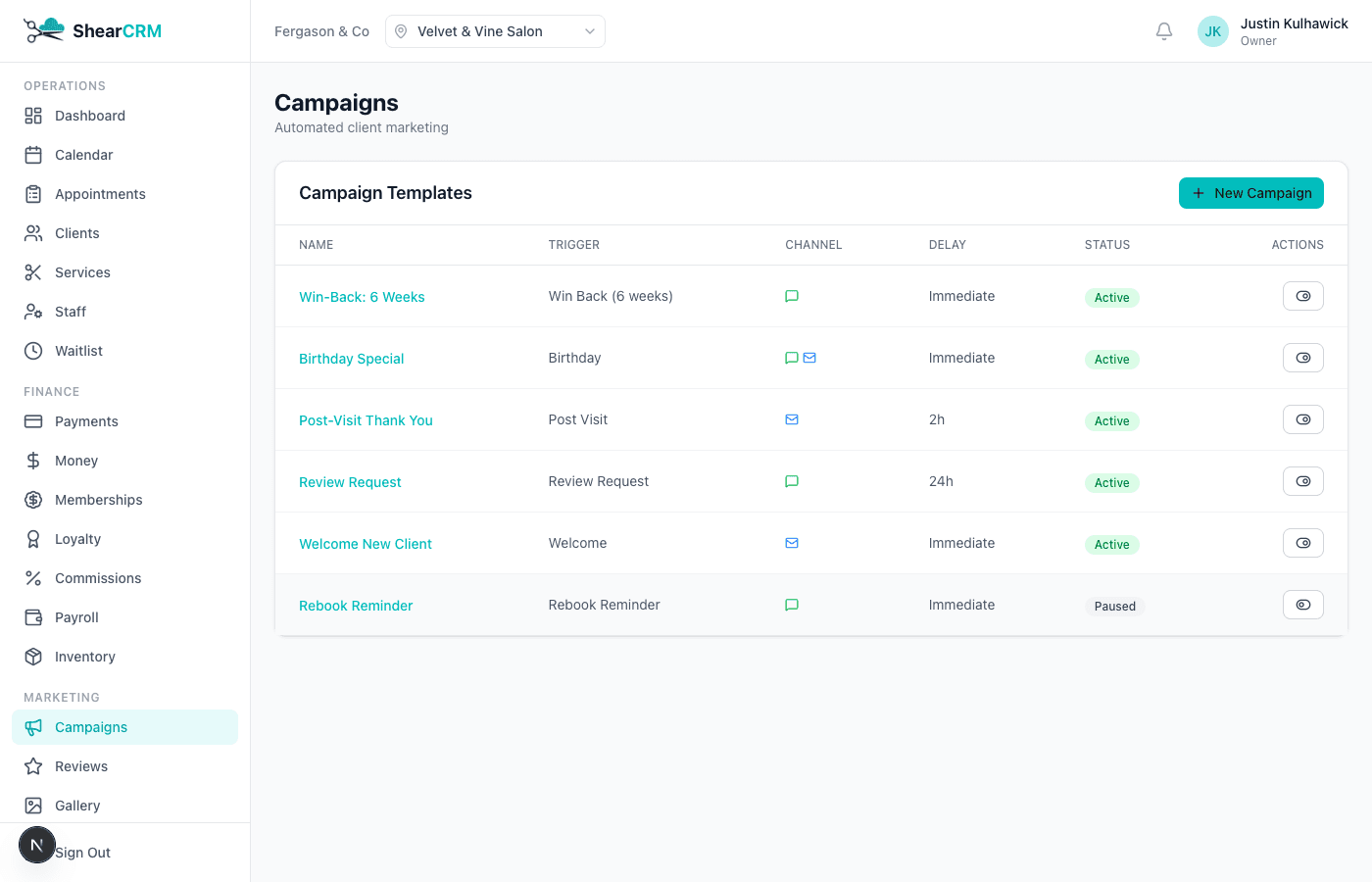 Campaigns screenshot