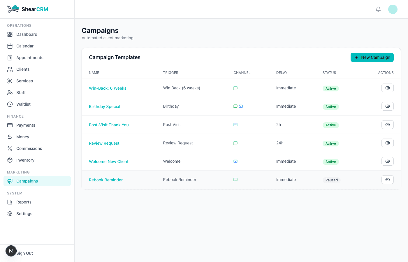 Campaigns screenshot