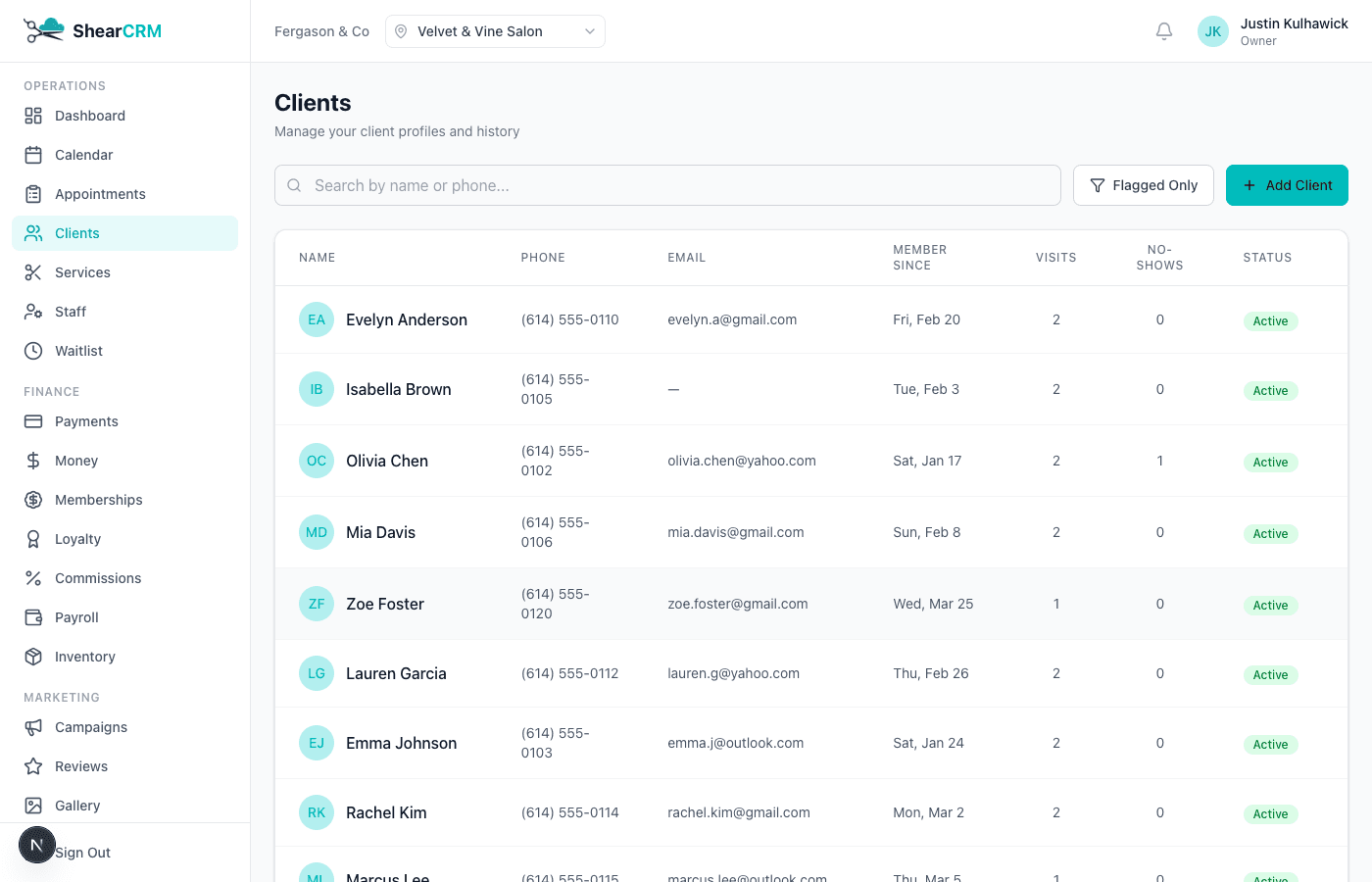 Client Management screenshot