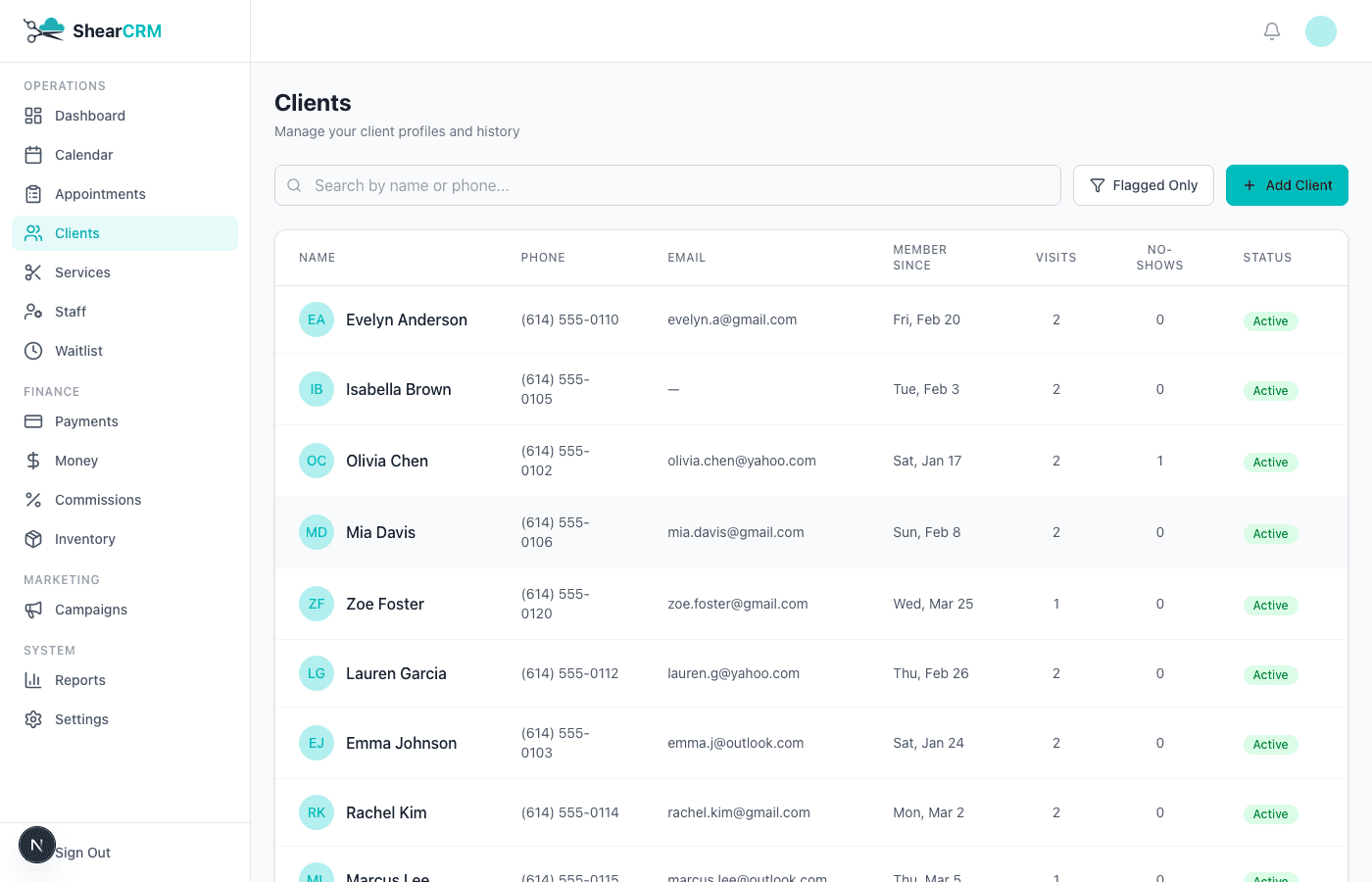 Client Management screenshot
