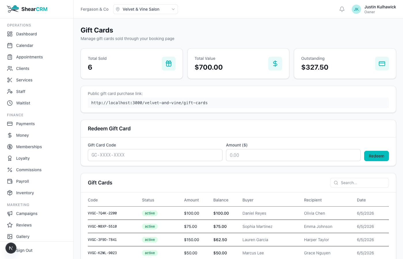Digital Gift Cards screenshot