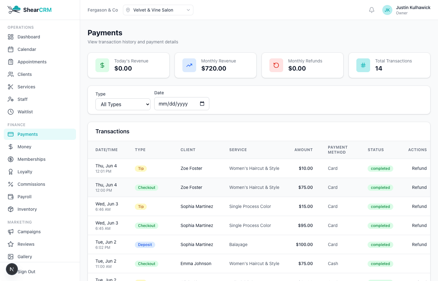 Integrated Payments screenshot